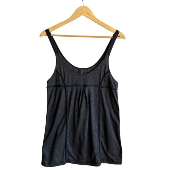 Lululemon Scoop Neck Pleated Back Athletic Tank Gray Black Size 6 - Picture 10 of 10